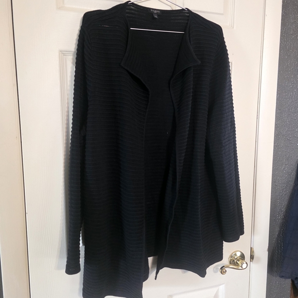 Talbots Black Ribbed Open-Front Jacket - Picture 1 of 4